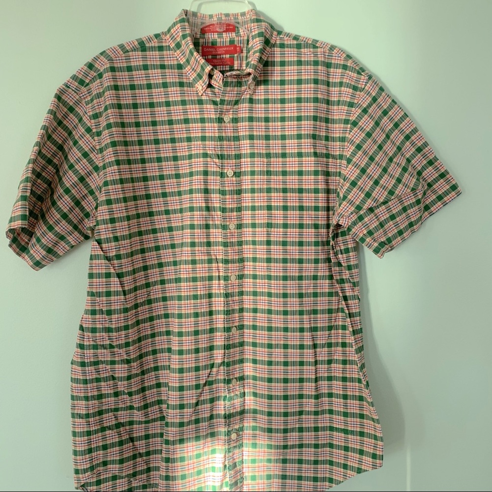 🏷️Daniel Cremieux Classics S/S Plaid Button Down Shirt Large L Italian Fabric